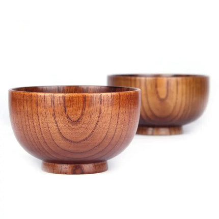 Wooden Bowl Japanese Style Wood Rice Soup Bowl Salad Bowl Food Container Large Small Bowl for Kids Tableware Wooden Utensils - Image #5