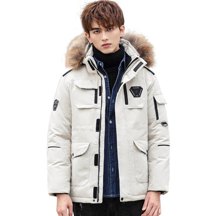 Men's Thick Hooded Fur Collar Detachable Jacket HEBDO STORE