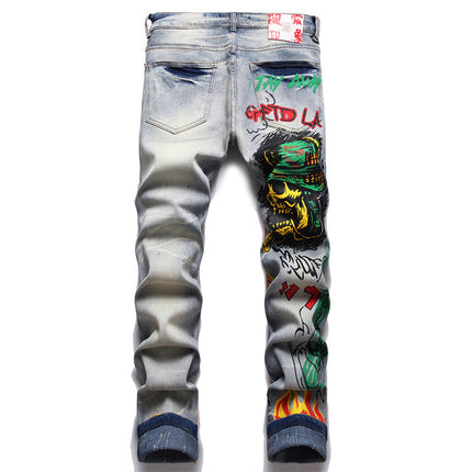 Stretch Print Dye Skinny Men's Jeans HEBDO STORE