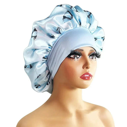 Women Satin Bonnet Cap Silky Big Bonnet for Women Floral Printing Sleep Cap Design Boneet's - Premium  from FRANTZDOL STORE  - Just $10.99! Shop now at FRANTZDOL STORE 