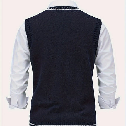 Unisex Casual V-Neck Knit Sweater Vest HEBDO