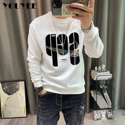 Letter Printed Sweater Men's Hoodies Autumn Winter New O-Neck Pullover Male Fashion Slim Long sleeve Bottomed Shirt Man Cloting - Premium  from FRANTZDOL STORE  - Just $50! Shop now at FRANTZDOL STORE 