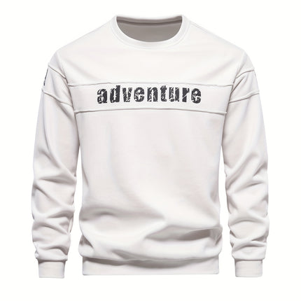 Men's Cotton Blend Crew Neck Sweatshirt | Trendy Alphabet Print | Casual & Comfortable Pullover for Fall and Winter HEBDO STORE