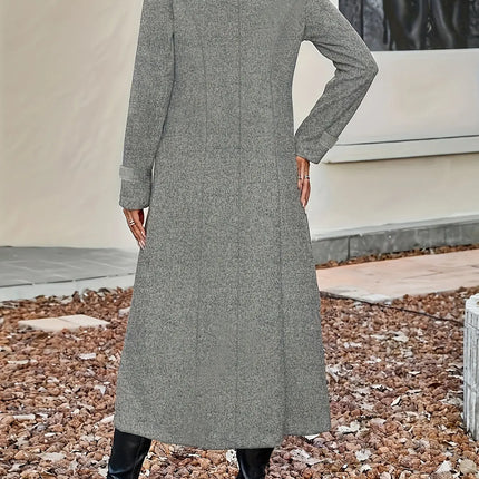 Elegant Double-Breasted Overcoat - Luxurious Long Sleeve, Mid-Length, Lapel Collar Design, Warm and Cozy Outerwear for Fall and Winter Seasons, Chic Women's Clothing for Cold Weather HEBDO