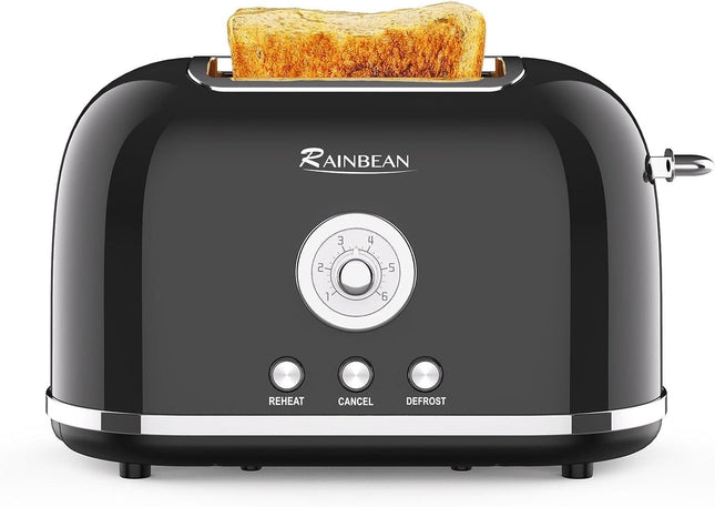 Toaster 2 Slice Retro Toaster Stainless Steel With 6 Bread Shade Settings And Bagel Cancel Defrost Reheat Function, Cute Bread Toaster With Extra Wide Slot And Removable Crumb Tray HEBDO STORE