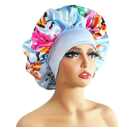 Women Satin Bonnet Cap Silky Big Bonnet for Women Floral Printing Sleep Cap Design Boneet's - Premium  from FRANTZDOL STORE  - Just $10.99! Shop now at FRANTZDOL STORE 