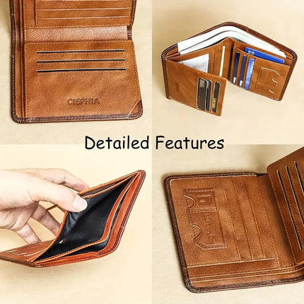 Genuine Leather Rfid Wallets For Men Vintage Thin Short Multi Function ID Credit Card Holder Money Bag Give Gifts To Men On Valentine's Day - Premium  from FRANTZDOL STORE  - Just $29.99! Shop now at FRANTZDOL STORE 