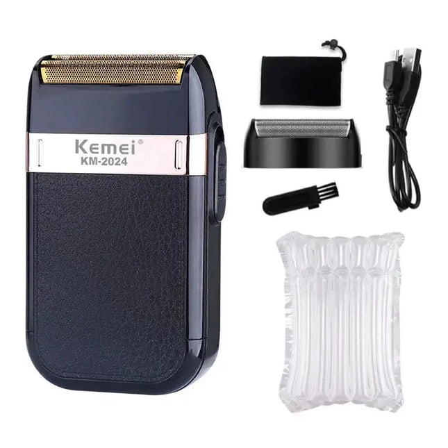 Kemei Electric Shaver For Men Fashionable Men's Leather Shell Waterproof Rechargeable Professional Beard Trimmer Razor KM-2024 - Premium  from FRANTZDOL STORE  - Just $39! Shop now at FRANTZDOL STORE 