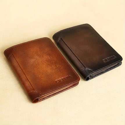 Genuine Leather Rfid Wallets For Men Vintage Thin Short Multi Function ID Credit Card Holder Money Bag Give Gifts To Men On Valentine's Day - Premium  from FRANTZDOL STORE  - Just $29.99! Shop now at FRANTZDOL STORE 