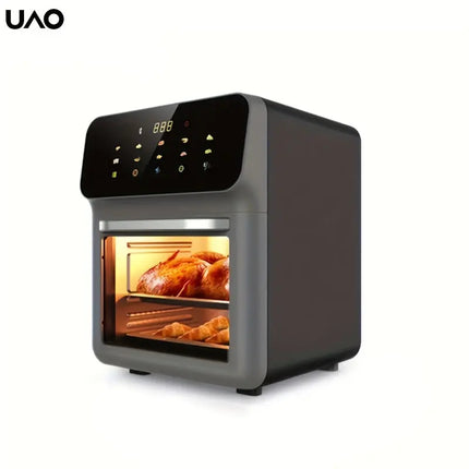 1pc UAO Electric Air Fryer, 1200W Intelligent Touch Control, 2.38gal High-Capacity, 110-130V Power Supply, US Plug, Freestanding Multifunctional Kitchen Appliance for Cooking Pizza and More HEBDO