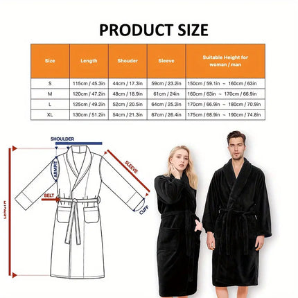 Ultra-Soft Fleece Bathrobe - Cozy, Warm & Machine Washable with Shawl Collar for Men and Women HEBDO