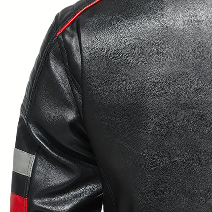 Warm Fleece Men's Casual PU Leather Retro Biker Jacket for Fall Winter HEBDO