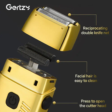 1pc GERTZY Electric Razor for Men, USB Rechargeable Foil Shaver with Dual Reciprocating Blades, Adjustable Speed, Digital LCD Display, 600mAh Lithium Battery, Ideal for Short Beard Trimming, Father'S Day Gift HEBDO