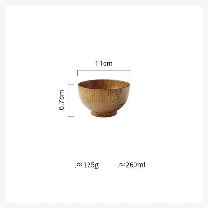 Wooden Bowl Japanese Style Wood Rice Soup Bowl Salad Bowl Food Container Large Small Bowl for Kids Tableware Wooden Utensils - Image #6