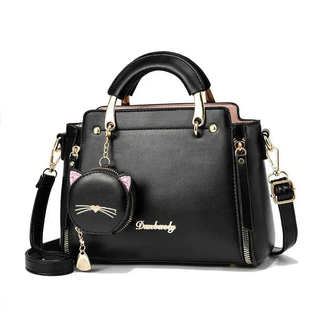 Women Bags Fashion Vintage Designer Messenger PU Leather Handbag High quality Casual Shoulder Top-Handle Korean Style black - Premium  from FRANTZDOL STORE  - Just $32! Shop now at FRANTZDOL STORE 