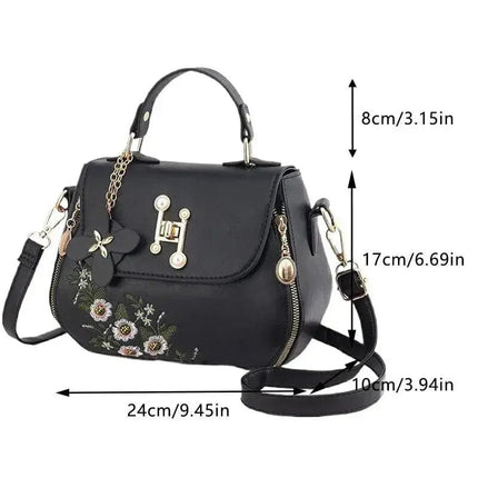 Women Embroidery Satchels Handbags Fashion Flap Top-handle Bags Portable Purse Tote Bags Trendy Shoulder Bag Crossbody Bag - Premium  from FRANTZDOL STORE  - Just $40! Shop now at FRANTZDOL STORE 