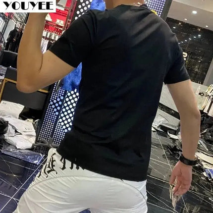 Men's T-shirt Slim Dragonfly Printing Handsome 2021 Summer New Personality Trend Fashionin In Europe Mercerized cotton Male Top - Premium  from FRANTZDOL STORE  - Just $45! Shop now at FRANTZDOL STORE 