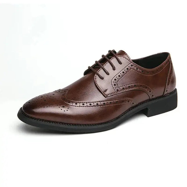 Mens Genuine Leather High Quality Oxford Derby Handmade Men Brogue Shoes Office Business Formal Wedding Shoes Luxury Dress Shoes - Premium  from FRANTZDOL STORE  - Just $45! Shop now at FRANTZDOL STORE 