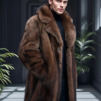 High-Quality Luxury Men's Faux Mink Fur Coat - Warm, Stylish & Casual Long Sleeve with Suit Collar for Fall/Winter HEBDO