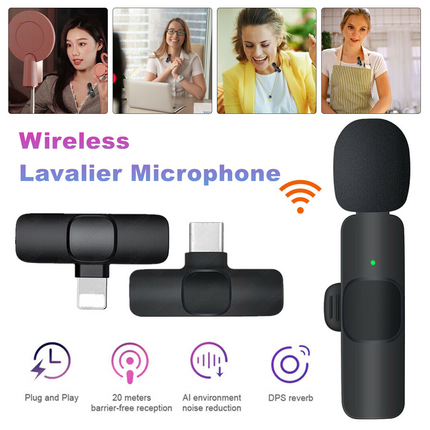 Professional Wireless Lavalier Lapel Microphone For IPhone, IPad - Cordless Omnidirectional Condenser Recording Mic For Interview Video Podcast Vlog YouTube HEBDO STORE