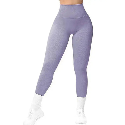 High Waist Seamless Leggings Threaded Knitted Fitness Pants Solid Women's Slimming Sports Yoga Pants Elastic Running Sport Leggings - Image #14