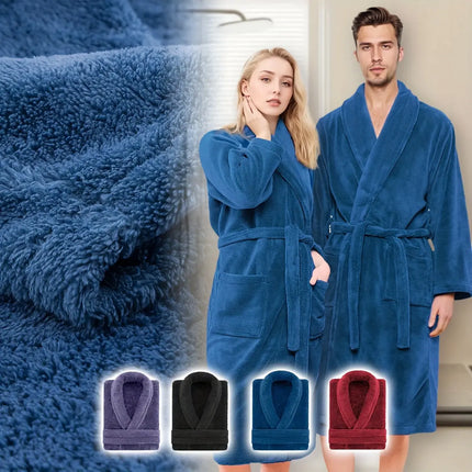 Ultra-Soft Fleece Bathrobe - Cozy, Warm & Machine Washable with Shawl Collar for Men and Women HEBDO