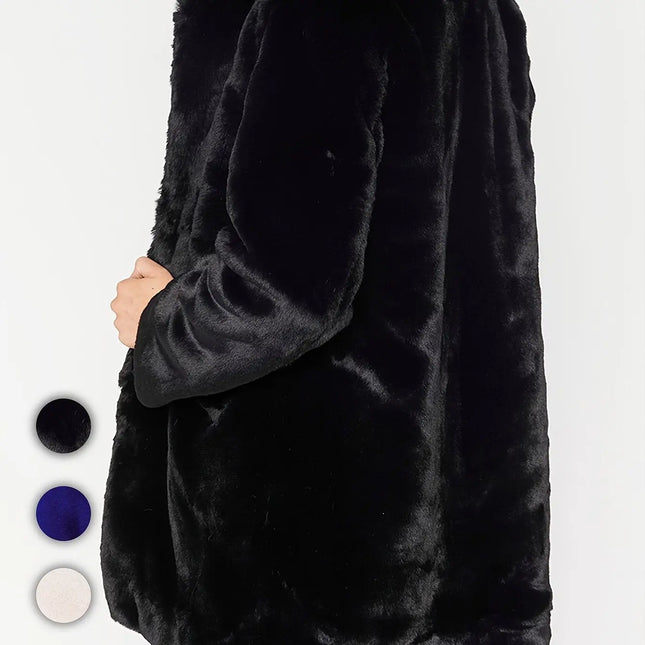 Cozy Plus Size Fuzzy Coat - Soft, Long Sleeve, Open Front, Casual Outwear for Fall & Winter - Women's Plus Size Clothing, Perfect for Cold Weather, Daily Life, and Outdoor Activities HEBDO