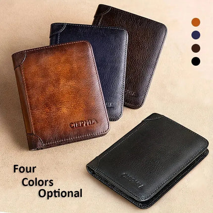 Genuine Leather Rfid Wallets For Men Vintage Thin Short Multi Function ID Credit Card Holder Money Bag Give Gifts To Men On Valentine's Day - Premium  from FRANTZDOL STORE  - Just $29.99! Shop now at FRANTZDOL STORE 