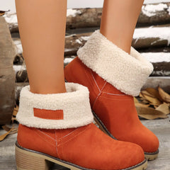 Thermal Fuzzy Block Heel Boots Trendsi