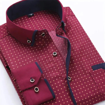 Big Size 4XL Men Dress Shirt 2023 New Arrival Long Sleeve Slim Fit Button Down Collar High Quality Printed Business Shirts MCL18 - Premium  from FRANTZDOL STORE  - Just $35! Shop now at FRANTZDOL STORE 