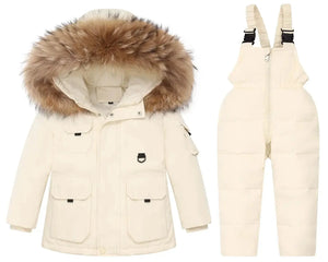 Baby Winter Warm Down Jackets Children Clothing Set 2 pcs Boys Thicken hooded coat Jumpsuit Overalls Girl Clothes Kids Snowsuit - Premium  from FRANTZDOL STORE  - Just $80! Shop now at FRANTZDOL STORE 