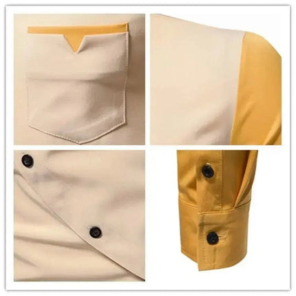 Vintage Shirts For Men Patchwork Irregular Oblique Button Long Sleeve Mens Dress Clothes Wedding Business Shirt Chemise Homme - Premium  from FRANTZDOL STORE  - Just $20.43! Shop now at FRANTZDOL STORE 