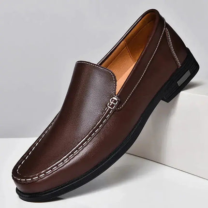 Luxury Brand Business Shoes Classic Brown Leather Shoes Men's Low Heel Loafers Shoes Comfortable and Breathable Wedding Shoes - Premium  from FRANTZDOL STORE  - Just $70! Shop now at FRANTZDOL STORE 