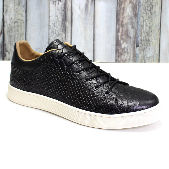 Men's Embossed Flat Casual Leather Shoes HEBDO STORE