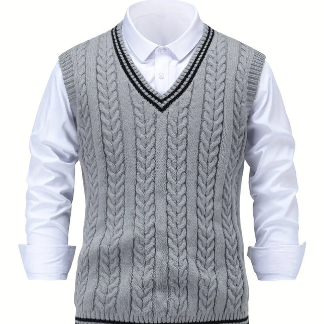 Unisex Casual V-Neck Knit Sweater Vest HEBDO