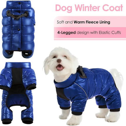 Small to Medium Breeds Waterproof All-Season Warm Dog Coat with Polyester Filling, Knit Fabric, Snap Button Closure, and D-Ring Leash Attachment HEBDO