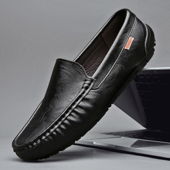 British Style Leather Slip-on Loafers HEBDO STORE