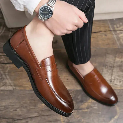 Evening Dress Men Shoes High Quality Black New Stylish Design Slip-on Shoes Casual Formal Office Leather Shoes Luxury Career - Premium  from FRANTZDOL STORE  - Just $65! Shop now at FRANTZDOL STORE 