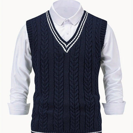 Unisex Casual V-Neck Knit Sweater Vest HEBDO