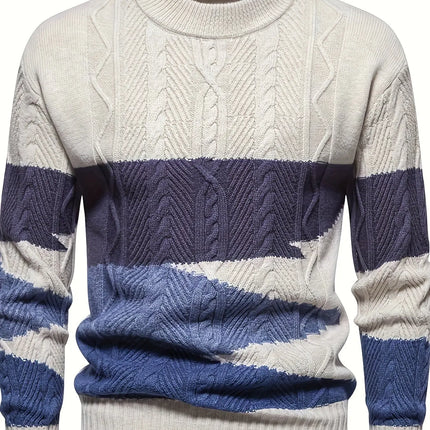 Stylish Men's Knitted Pullover Sweater - Soft, Breathable, Mid-Stretch, Long Sleeve, Crew Neck, Casual Top for City Walk, Street Hanging, Outdoor Activities, Everyday Wear - Perfect for Autumn and Winter Seasons HEBDO