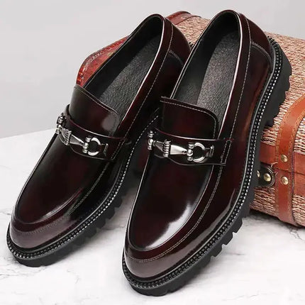 Luxury Loafers Men PU High Quality Metal Decoration platform Slip On Fashion Designer Leather Shoes Business Dress Shoes メンズシューズ - Premium  from FRANTZDOL STORE  - Just $90! Shop now at FRANTZDOL STORE 