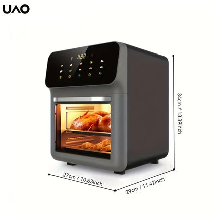 1pc UAO Electric Air Fryer, 1200W Intelligent Touch Control, 2.38gal High-Capacity, 110-130V Power Supply, US Plug, Freestanding Multifunctional Kitchen Appliance for Cooking Pizza and More HEBDO