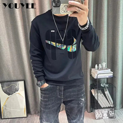 Letter Printed Sweater Men's Hoodies Autumn Winter New O-Neck Pullover Male Fashion Slim Long sleeve Bottomed Shirt Man Cloting - Premium  from FRANTZDOL STORE  - Just $50! Shop now at FRANTZDOL STORE 