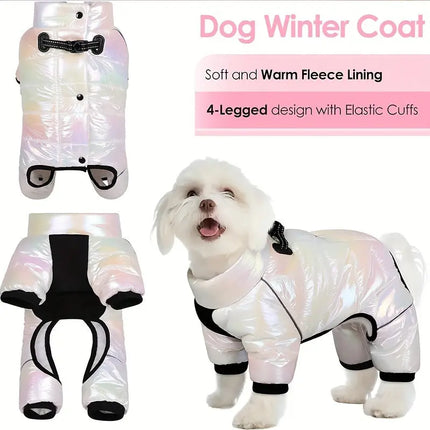 Small to Medium Breeds Waterproof All-Season Warm Dog Coat with Polyester Filling, Knit Fabric, Snap Button Closure, and D-Ring Leash Attachment HEBDO