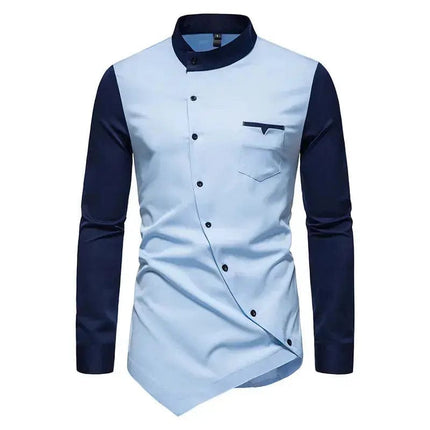 Vintage Shirts For Men Patchwork Irregular Oblique Button Long Sleeve Mens Dress Clothes Wedding Business Shirt Chemise Homme - Premium  from FRANTZDOL STORE  - Just $20.43! Shop now at FRANTZDOL STORE 