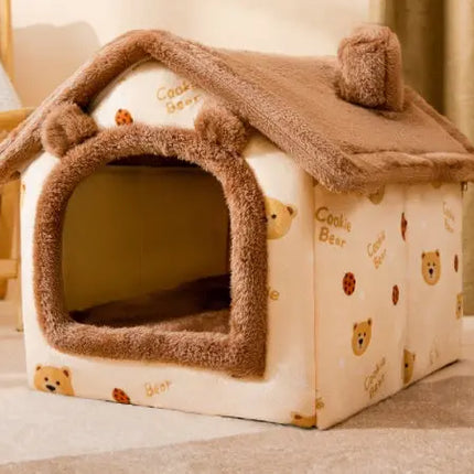 Foldable Dog House Pet Cat Bed Winter Dog Villa Sleep Kennel Removable Nest Warm Enclosed Cave Sofa Pets Supplies HEBDO