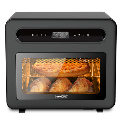 Geek Chef Steam Air Fryer Toast Oven Combo , 26 QT Steam Convection Oven Countertop , 50 Cooking Presets, With 6 Slice Toast, 12 In Pizza, Black Stainless Steel. Prohibited From Listing On Amazon HEBDO STORE