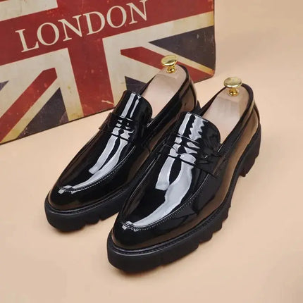 men's fashion wedding party dress patent leather shoes slip-on lazy shoe black trend platform loafers gentleman sneakers zapatos - Premium  from FRANTZDOL STORE  - Just $120! Shop now at FRANTZDOL STORE 