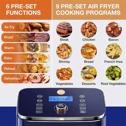 Joy Kitchen 6Qt Digital Air Fryer with Viewing Window - Easy-Clean Non-Stick Basket, 6 Cooking Modes, Shake Alert & Auto Shut-Off, Perfect for Family of 3-5 HEBDO