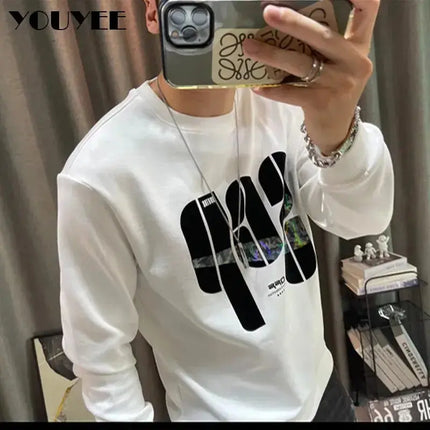 Letter Printed Sweater Men's Hoodies Autumn Winter New O-Neck Pullover Male Fashion Slim Long sleeve Bottomed Shirt Man Cloting - Premium  from FRANTZDOL STORE  - Just $50! Shop now at FRANTZDOL STORE 